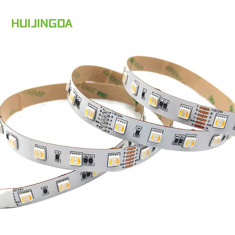 Luz de tira conduzida ip20/luz de tira inteligente, DC24V 5050 SMD RGBCW 60leds/m RGB + CCT, dimmer de luz, quente