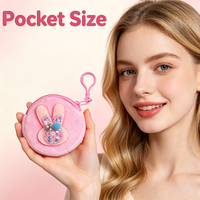 Adorable porte-monnaie en peluche lapin à sequins, mini portefeuille rond mignon avec porte-clés, pochette de rangement souple à fermeture éclair pour pièces de monnaie et écouteurs
