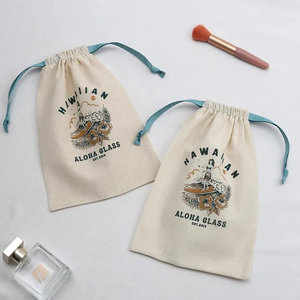 High Quality Cotton Linen <b>Drawstring</b> Skincare Product Perfume Packing Bag Custom Logo Printed Gift Makeup Linen <b>Pouch</b> - Product Image 1