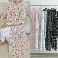 Ensemble Hijab Élégant et Léger Anti-Plis pour Femme, Cardigan Ouvert en Chiffon Double Couche, Ensemble Abaya 2 Pièces Respirant