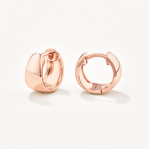 Chất Lượng Cao 925 Sterling Silver 18K Vàng Chunky Đánh Bóng Huggie Hoop Bông Tai Phụ Nữ - Product Image 4