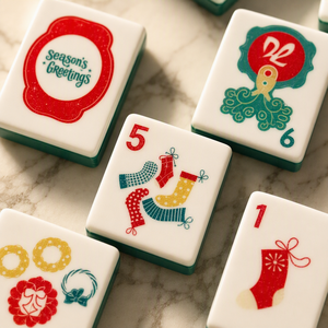 Dear Santa Sets Custom LOW OEM ODM Orders Ceramic Green Engraved Luxury American <b>Christmas</b> Portable Mahjong Tiles - Product Image 5