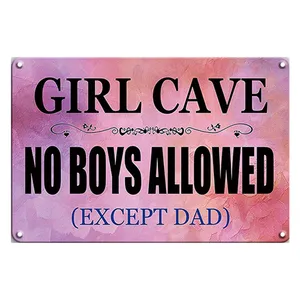Girl Cave No Boys Allowed Vintage Metal Poster Tin Signs Wall Plaque Pet Shop Home Bar Pub Decor Retro Plate Halloween Christmas