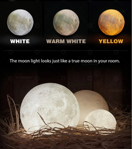 EVERMORE Flash Sale Nhiều Màu Sq510 Trang Trí Nhà Trẻ Em Đèn Ngủ In 3d Đèn Led Mặt Trăng - Product Image 5