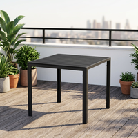 Table de salle à manger légère en plastique et bois, structure démontable, pour l'extérieur, idéale pour la cour