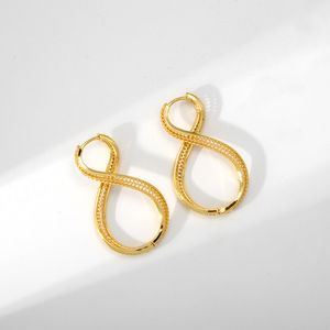 Boucles d'oreilles pendantes en alliage de cuivre plaqué or 18 carats et or blanc avec zircon pour femmes, vente en gros - Product Image 3