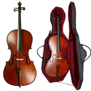 4/4 3/4 1/2 1/4 1/8 fait à la main violoncelle en bois massif son puissant dessus en épicéa dos en érable arc en bois du Brésil porter sac de violoncelle roues étui ensemble - Product Image 1