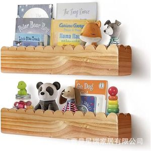 Étagère murale en bois en forme de coquille Saint-Jacques, étagère flottante pour enfants, organisateur de jouets, durable, forme rectangulaire, type mural - Product Image 1