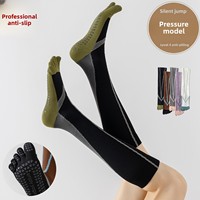 Chaussettes longues antidérapantes pour femme, pour yoga, pilates, cyclisme, course à pied, sport, fitness, cinq orteils, en nylon, sans couture, anti-odeur