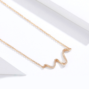 <span class=keywords><strong>Collana</strong></span> radiante argento e <span class=keywords><strong>oro</strong></span> <span class=keywords><strong>rosa</strong></span> placcata S925 <span class=keywords><strong>collana</strong></span> da donna Trendy battito cardiaco semplice con zircone BSN107 per feste - Product Image 5