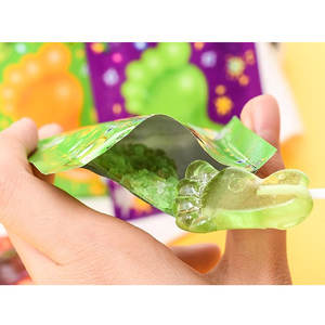 Bonbons en gros Halal saveur fruitée, bonbons pétillants, sucettes géantes, bonbons en forme de <span class=keywords><strong>pied</strong></span> avec <span class=keywords><strong>poudre</strong></span> aigre - Product Image 6