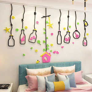 Autocollant <span class=keywords><strong>mural</strong></span> 3D en acrylique, design de lampe noire et jaune avec cadre photo DIY, décorations murales pour le salon, le fond du canapé, la salle à manger - Product Image 6