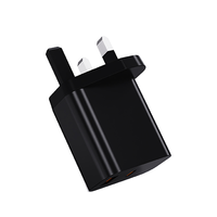 Cargador de Doble Puerto GaN PD 3.0 de 25W con Enchufe del Reino Unido (Tipo-C + USB-A), Certificado CE, Compatible con Laptops, Protección OTP, para Teléfonos Móviles y Relojes Inteligentes