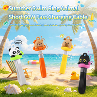 Câble de charge rapide 60W Panda Bear USB C vers USB C court en PVC, porte-clés, pour téléphone, tablette, batterie externe, portable