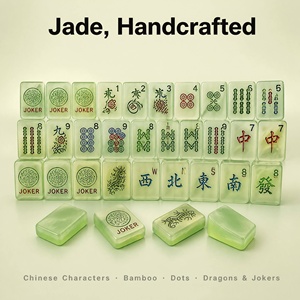 Jeu <span class=keywords><strong>de</strong></span> Mahjong américain avec finition en perles <span class=keywords><strong>de</strong></span> jade, tuiles au design traditionnel chinois avec jokers, étui <span class=keywords><strong>de</strong></span> rangement, cadeau pour femme - Product Image 3