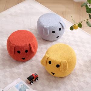 Children's Cartoon Dog <b>Stool</b> Soft <b>Round</b> Ottoman For Kids And Adults Home Living Room Floor Seat Yellow Purple Blue White - Product Image 4