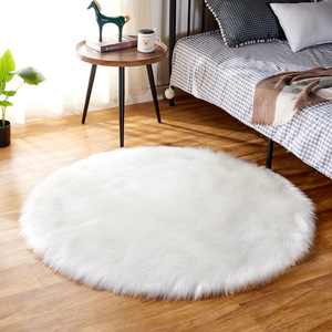 Jade Coin Plush Round Rug Solid Color 60 Cm Modern Bedroom Floor <b>Mat</b> Cushioned Area Rug For Bedside <b>Dressing</b> <b>Table</b> - Product Image 1