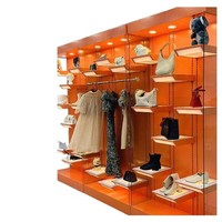 Vitrine en verre orange avec éclairage LED, présentoir de luxe pour jouets, chaussures, sacs et vêtements pour magasin de détail