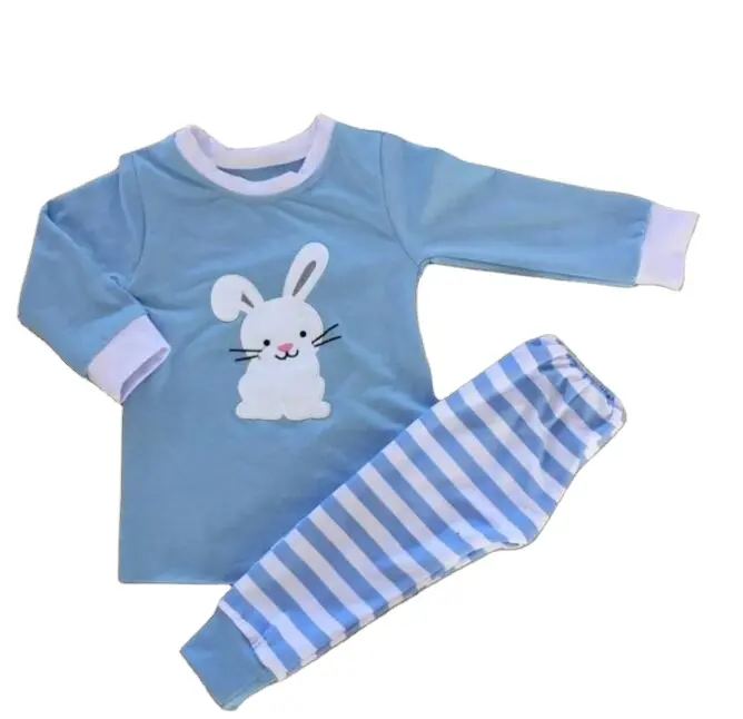 Easter pajamas kids bunny cloth set baby boys clothes smocked children clothing