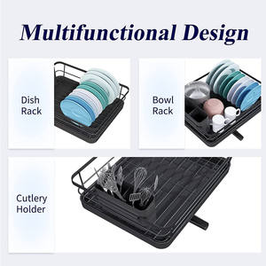 Organisateur de caddie d'évier de cuisine porte-éponge, organisateur de cuisine en acier 304 avec plateau de <span class=keywords><strong>vidange</strong></span> automatique, support d'évier pour la cuisine - Product Image 3