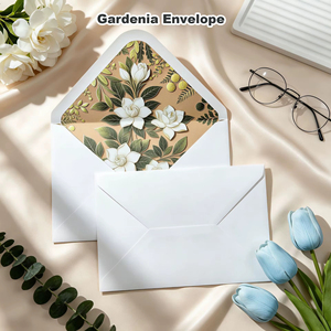 Enveloppes personnalisées imprimées avec motif floral, enveloppes en papier blanc avec doublure florale intérieure pour invitation de mariage ou carte de vœux - Product Image 5