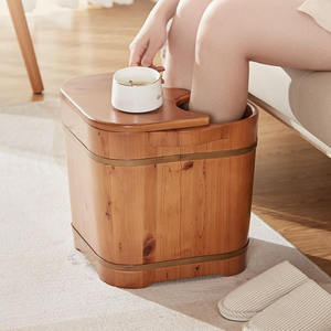 Seau de bain de pieds en <span class=keywords><strong>bois</strong></span> épaissi pédicure spa baril <span class=keywords><strong>bassin</strong></span> carré baignoire avec couvercle massage - Product Image 5