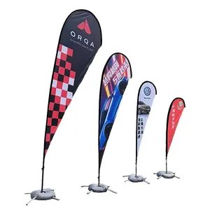 Direct Factory Operation Promotional Custom Wind Sail Flag Racing Teardrop Beach Feather Flags Banners Kit With Ground Spike Use