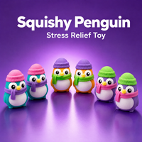 Ensemble de 6 jouets Squishy Pingouin Kawaii en mousse à rebond lent, style écharpe tricotée, pour décoration de bureau et étagère, cadeau