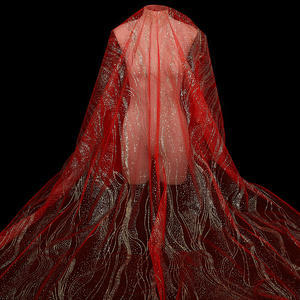 Venta caliente oro punto brillo punto brillante tela de encaje velo de novia para vestido de novia - Product Image 3