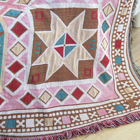Couverture tissée de canapé boho, design personnalisé et authentique, avec glands, pour les quatre saisons,