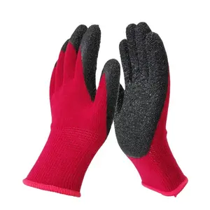 Polyester/pamuk astar Anti kayma İyi kavrama lateks kauçuk kaplı çalışma eldivenleri endüstriyel güvenlik
