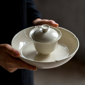 Porcelain Gaiwan <b>Tea</b> <b>Set</b> With Lid Round Dehua Ceramic Kung Fu <b>Tea</b> Serving For Afternoon <b>Tea</b> - Product Image 1