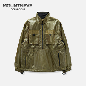 Veste Anorak Homme Personnalisée en Ripstop Métallisé à Demi-Zip Coupe-Vent Pull Cargo Streetwear Techwear Vêtement de Sport d'Extérieur OEM - Product Image 2