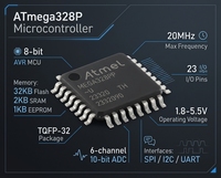 Microcontrolador AVR ATmega328P de 8 bits, MCU con Flash de 32KB, 2KB de RAM, 23 I/O, TQFP-32 para Placa de Control