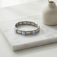 Bracelet complet italien Module One en acier inoxydable, fait main, DIY, avec chaîne de base détachable et accessoires floraux