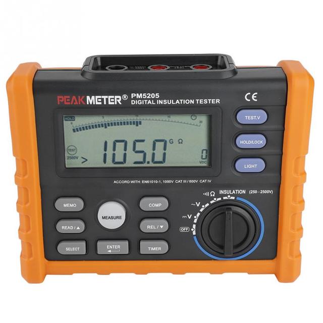 PEAKMETER MS5205 High Accuracy 100G Ohm 2500V Digital Insulation Tester with Multimeter