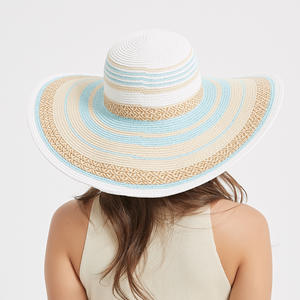 Lightweight Floppy Women Beach <strong>Baby</strong> Blue Sombrero De Sol Stripe Garden Hat Straw Beach Vacation Travel <strong>Sunhat</strong> - Product Image 5