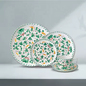 New Design Fine Bone China Green Floral Plate <b>Set</b> Luxury Dinner <b>Set</b> Wedding Ceramic <b>Dinnerware</b> <b>Set</b> - Product Image 6