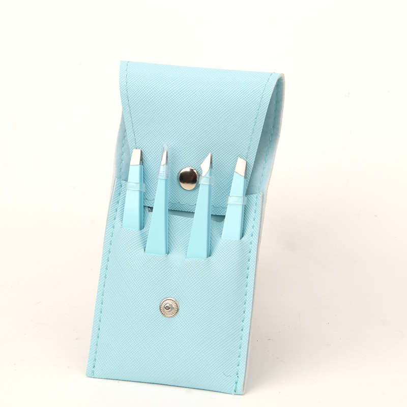 Ensemble de 4 pinces à sourcils bleues