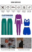 Damen 2-in-1 Kontrast-Rand Fitness Yoga Anzug Neckholder-BH-Top Seitenstreifen Faltbare Taille Capri Schlaghose Pilates Athleisure Set