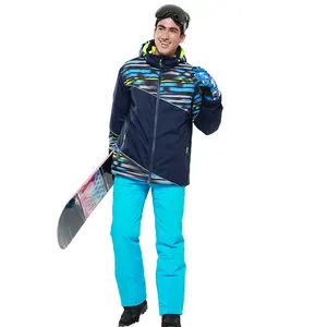 Jaket Ski Pria Luar Ruangan Dewasa Setelan Jaket Snowboard Tahan Air Tahan Angin Atasan Celana Set Pakaian Ski Salju Tebal Setelan