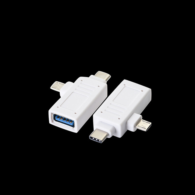 USB 3.0 Female to Type-C Male + Micro 5P Male 2-in-1 OTG Adapter  Type-C and Micro USB USB 3.0 Type-C OTG Adapter