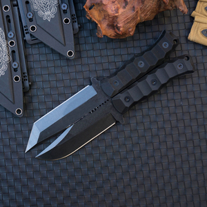 Couteau de chasse Bowie à lame fixe HK SS264 Dark Edge de haute qualité, en acier inoxydable, à pointe tombante, pour le camping en extérieur, avec manche en plastique, DIY - Product Image 3