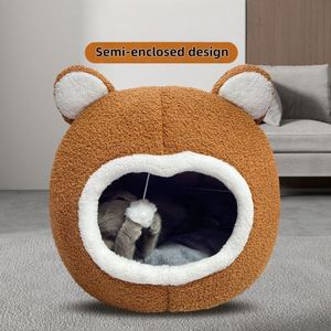 Luxury Semi-enclosed Fashion Cartoon Warm Eco-Friendly <b>Bed</b> for Pets Teddy Fleece Crystal Cotton XL Size All Seasons Use Cats - Product Image 3