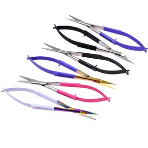 Tijeras de resorte para cejas de alta calidad, Tijera para recortar uñas, punta recta, tijeras para cutículas, diseño ergonómico injertado - Product Image 1