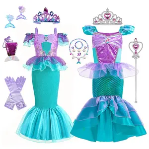 Halloween Mermaid Children'S Dress neonate Dress Suit Mermaid Princess Set Crystal Girl Dress