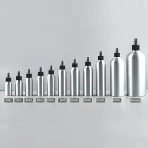 Toptan 30ml 50ml 100ml 200ml 300ml 500ml gümüş özel oda sprey şişeleri boş alüminyum kozmetik parfüm sprey şişe