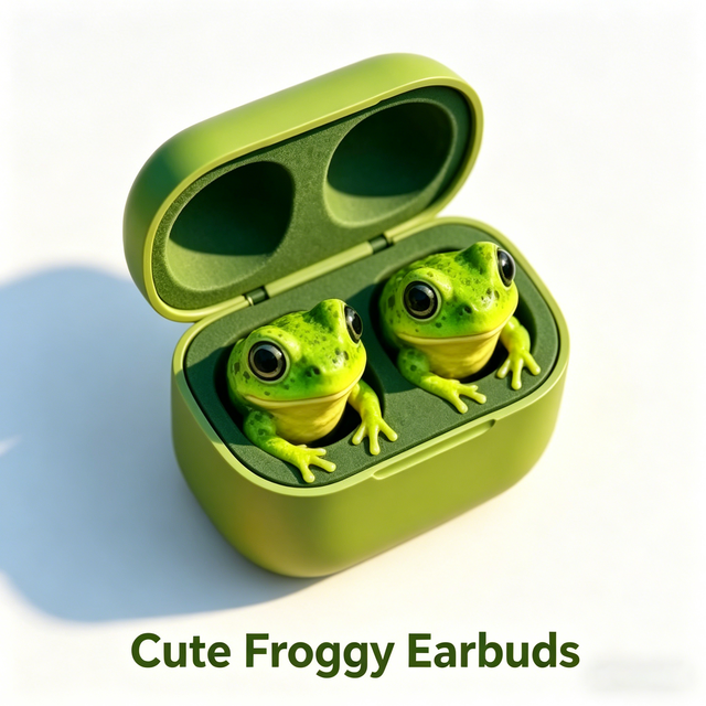 Cute Cartoon 3D Animal Design In-Ear Wireless TWS Portable Headphones, Frog Earbuds