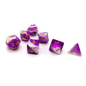 16Mm Tím Trắng Hai-Màu Sắc Acrylic <span class=keywords><strong>Dice</strong></span> Set 7Pcs Nhà Máy Tùy Chỉnh Dnd Chơi Game Xúc Xắc Bán Số Lượng Lớn - Product Image 3