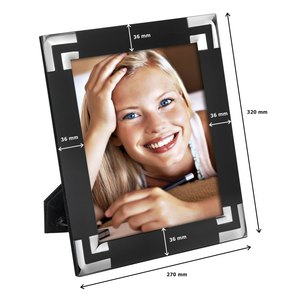 Marco de Fotos Metálico Plateado y Negro de 200x250 mm con Detalles en las Esquinas para Exhibición en Escritorio - Product Image 2
